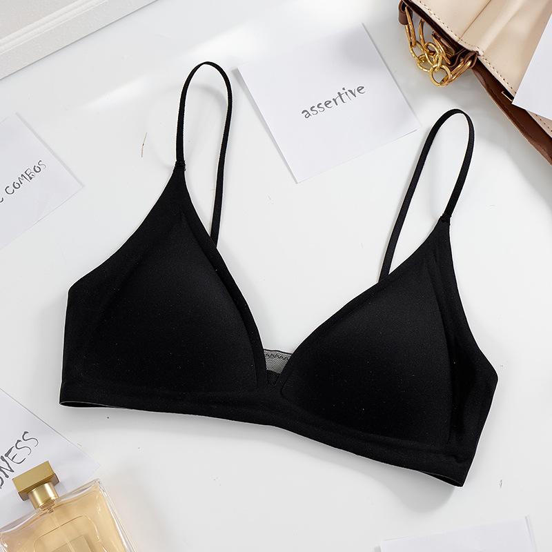 Traceless No Steel Ring Soft Support Deep V Underwear Female Sexy Beauty Back Thin Shoulder Strap Bra Small Chest Gathering Breathable Bra