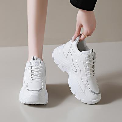 Spring/Autumn Round Head Shallow Mouth Lace-up Non-slip Casual Sneakers Fashionable New Sexy Thick-soled Walking Shoes for Women