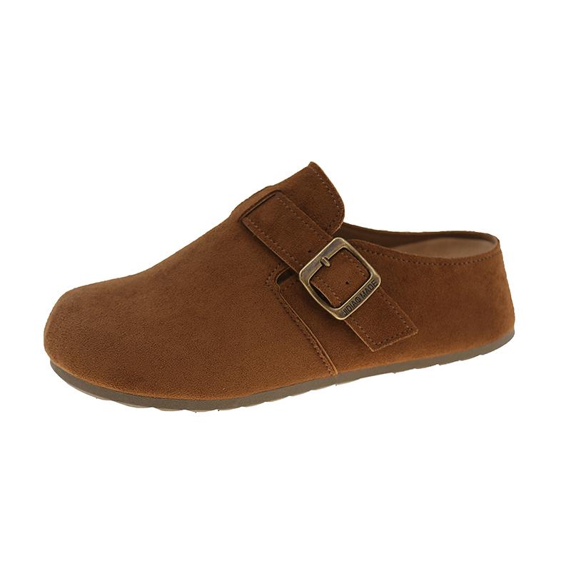 Fashion 2025 Spring and Autumn New Women's Fashion Style Half Drag Shoes with Thick Sole and Medium Heel Casual Outerwear Shoes