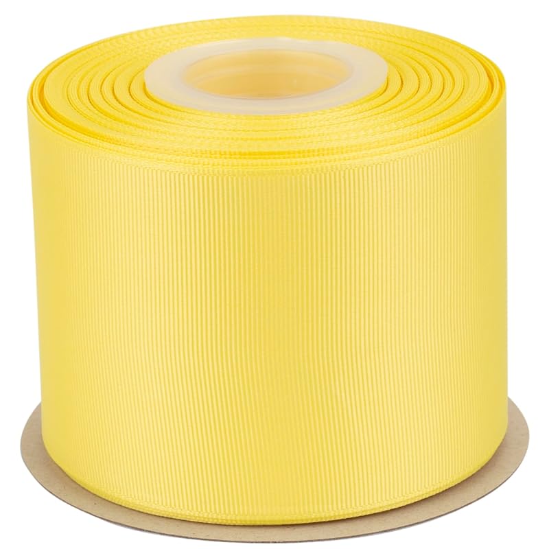 

[Tekdeere]Width 75mm solid lemon grosgrain ribbon, perfect for gift wrapping, sewing, hair accessories, wedding decorations - 22 meters/roll