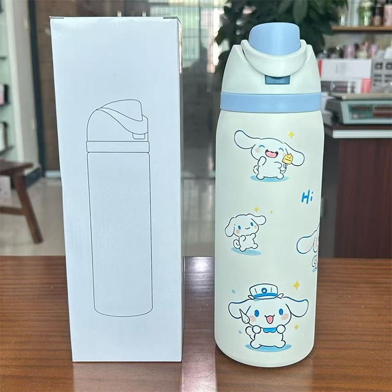 Hello Kitty Kuromi Butterfly Knot Floral Print Stainless Steel Insulated Cup With Lock Clip For Outdoor Activities