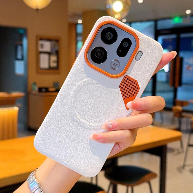 Etui do Oppo Find X9 i Oppo Find X9 Pro Pomarańczowe z otworem wentylacyjnym Pierścień magnetyczny do przyczepienia Podniesiona osłona obiektywu Ochronna osłona aparatu