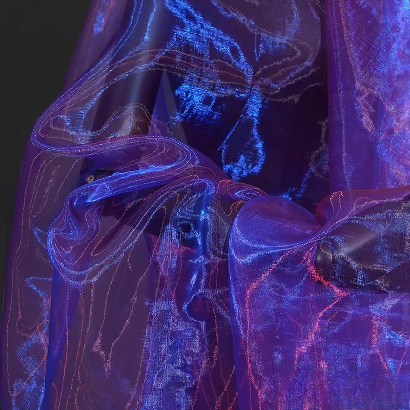 100x150cm Gradient Flashing Colorful Organza Tull Fabric for Designer Styling Shiny Dress Clothes Accessories Stage Decor