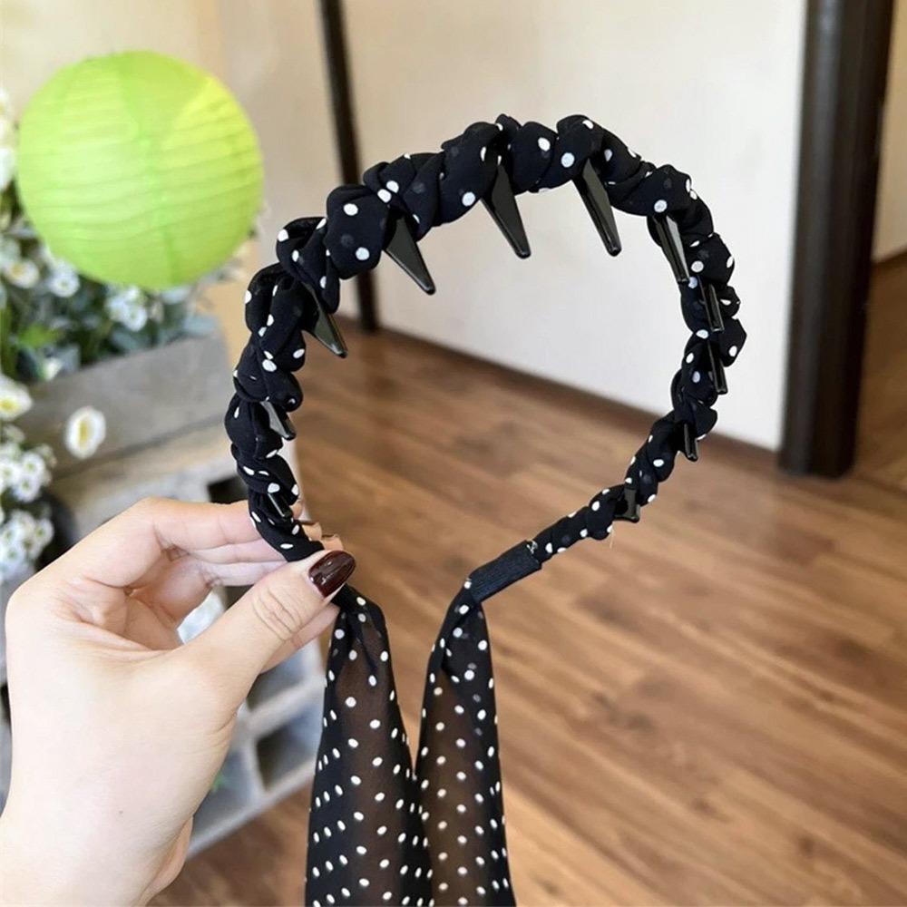

Elegant Hairbands Scarf Hair Clips Fashion Dot Ribbon Headband for Women Girls чорний