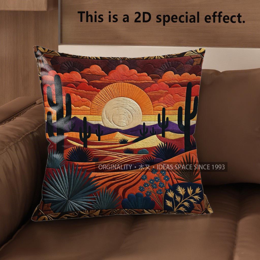 2D Boho Desert Sunset Print Throw Pillow Covers Pattern Cushion Cover Suitable For Sofa Bedroom Car Pillow Cover
