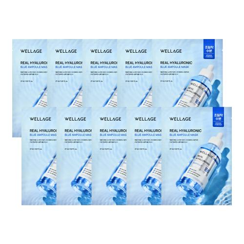 Wellage Real Hyaluronic Blue Ampoule Mask (10 sheets) NONE