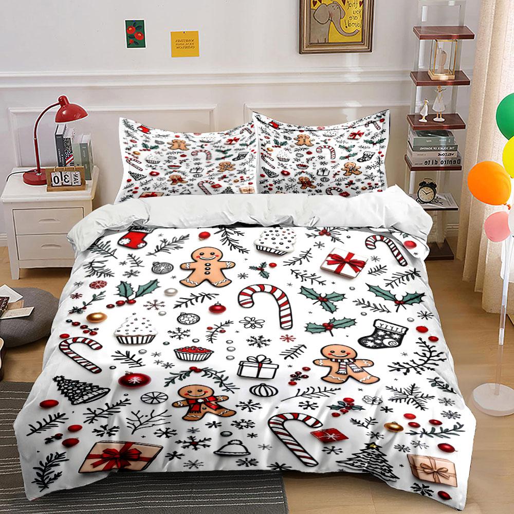 Festive Holiday Charm Bedding Sets Duvet Cover Sets Duvet Covers Pillowcases(1*Duvet Cover 2*Pillowcases Without Duvet Insert)