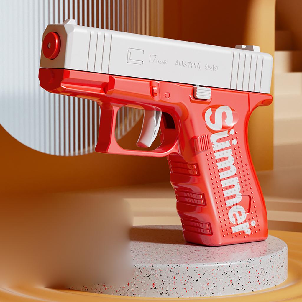 In summer, manually press the water gun to spray water with high pressure and long range, causing continuous water fights indoor