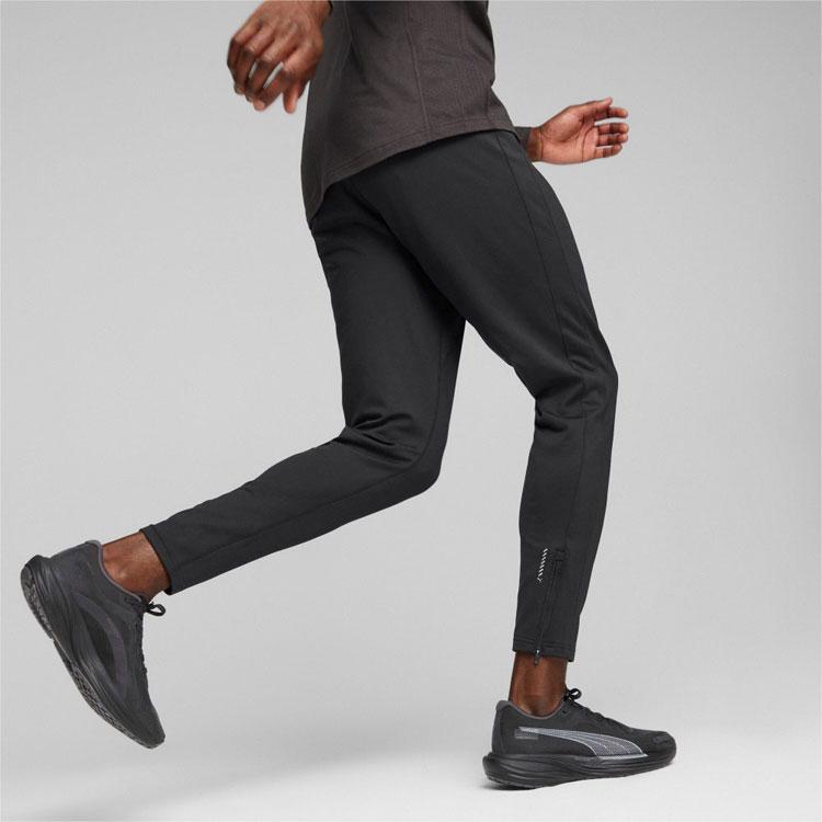 Puma Run Cloudspun Tapered Pant Solid Color Casual Mid-Rise Knitted Sports Pants Men pants Black 524614-01