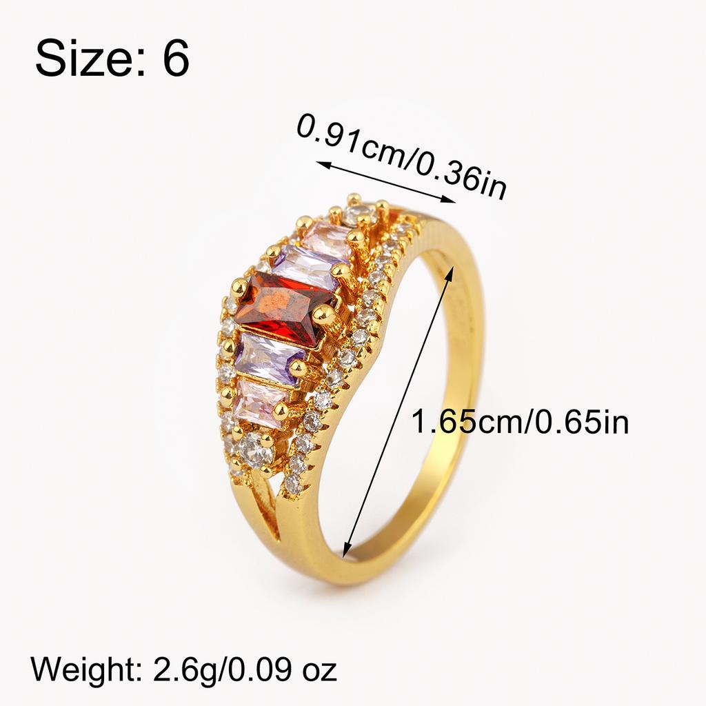 Nidin High Quality Multicolored Crystal Zircon Glossy Rings For Women Wedding Party Copper Fashion Light Luxury Jewelry Gifts