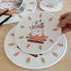 12/18/24/30cm Nordic Style Minimalist Thread Rabbit Carrot Placemat Pattern Household Cotton Anti-Scalding Cup Mat
