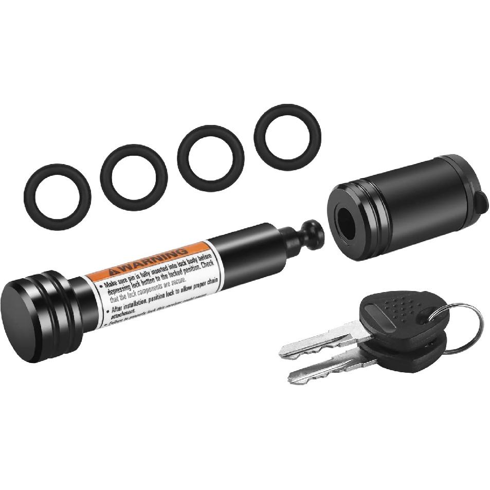 METOWARE Trailer Hitch Lock - 5/8" Dia Locking Hitch Pin, Anti-Theft Trailer Receiver Lock, Fits 2" Receiver Tubes, Class III & IV Hitch Receivers,