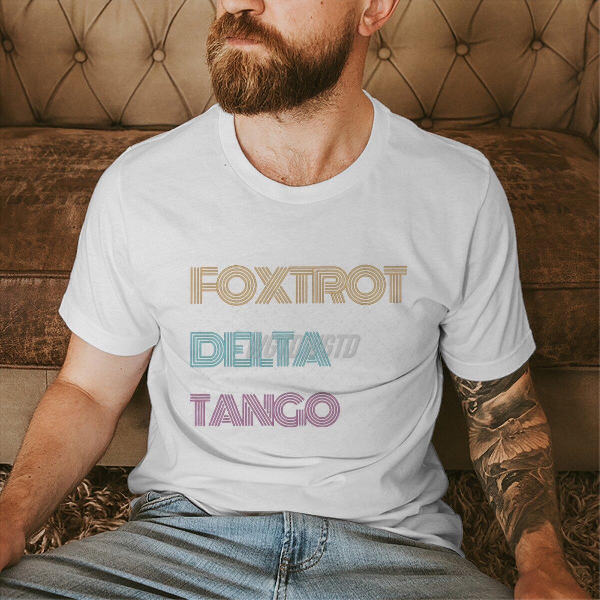 New Fashion Men Clothes Foxtrot Delta Tango Printed Tshirts Men Summer Casual Short Sleeved Tee Shirts Round Neck T Shirts S