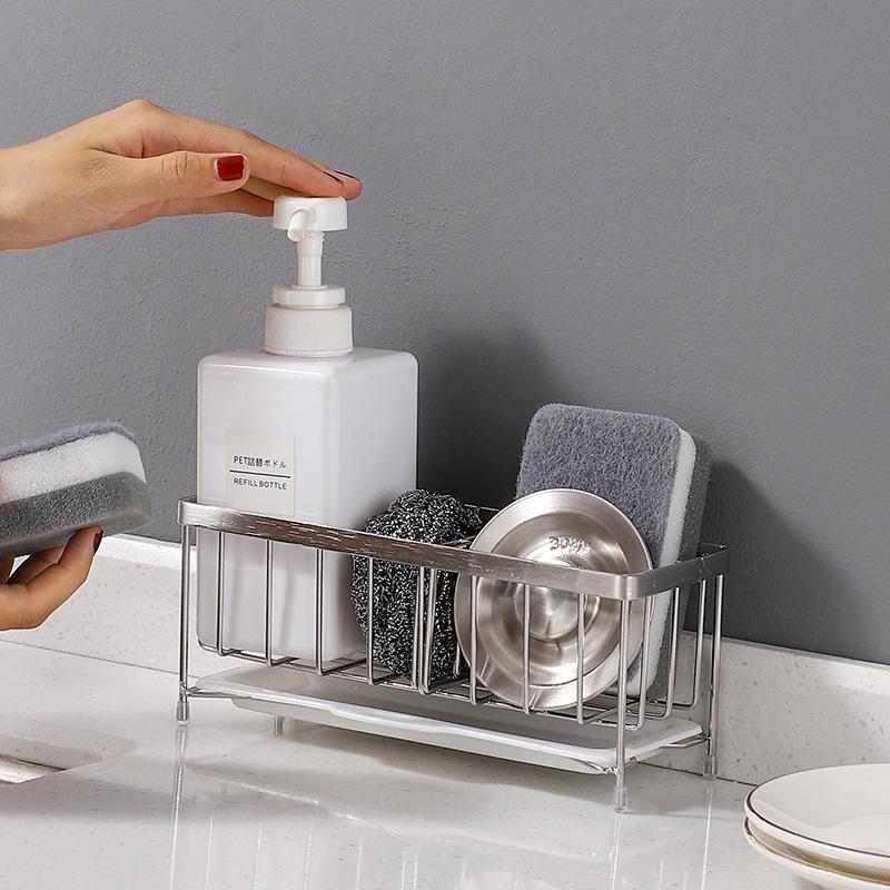 304 Edelstahl Küchenspülbecken Schwammhalter Regal Multifunktionaler Geschirrtuchorganisator