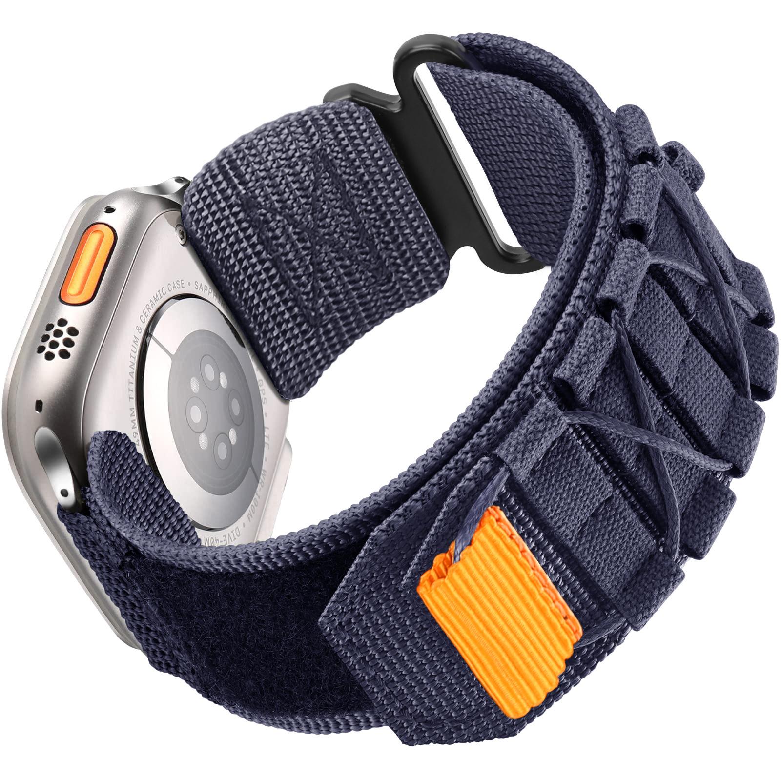 

Watch Band For Apple Watch Series 10 9 8 7 SE 6 5 4 3 2 1 42mm 41mm 40mm 38mm Nylon Woven Magic Tape Strap Blue