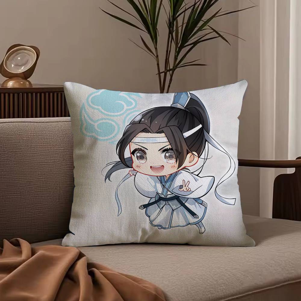 New Arrival Mo Dao Zu Shi Pillow Case Anti-dustmite Pillowcase Invisible zipper silky short plush Sofa cushion cover