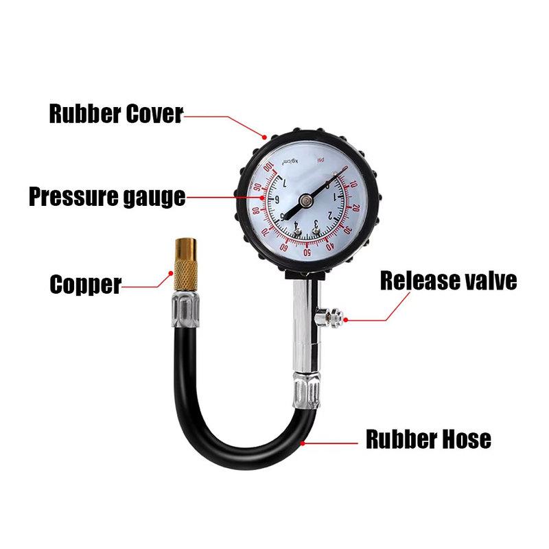 1pc Auto Motorcycle Accessories Car 0-100PSI Wheel Air Pressure Checker Adapter High-Precision Long Tube Tire Pressure Tester
