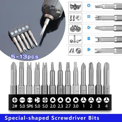 5/13pcs 50mm Precision Y U Shaped TriangleInner Cross Three Points Screwdriver Bit Special-Shaped Screwdriver Set Accessories