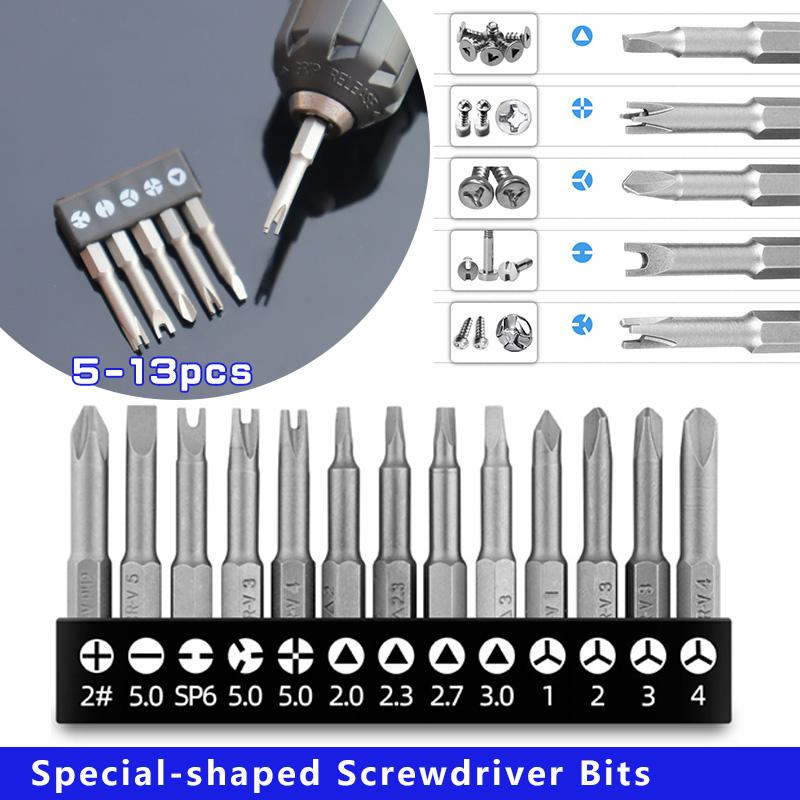 5/13pcs 50mm Precision Y U Shaped TriangleInner Cross Three Points Screwdriver Bit Special-Shaped Screwdriver Set Accessories