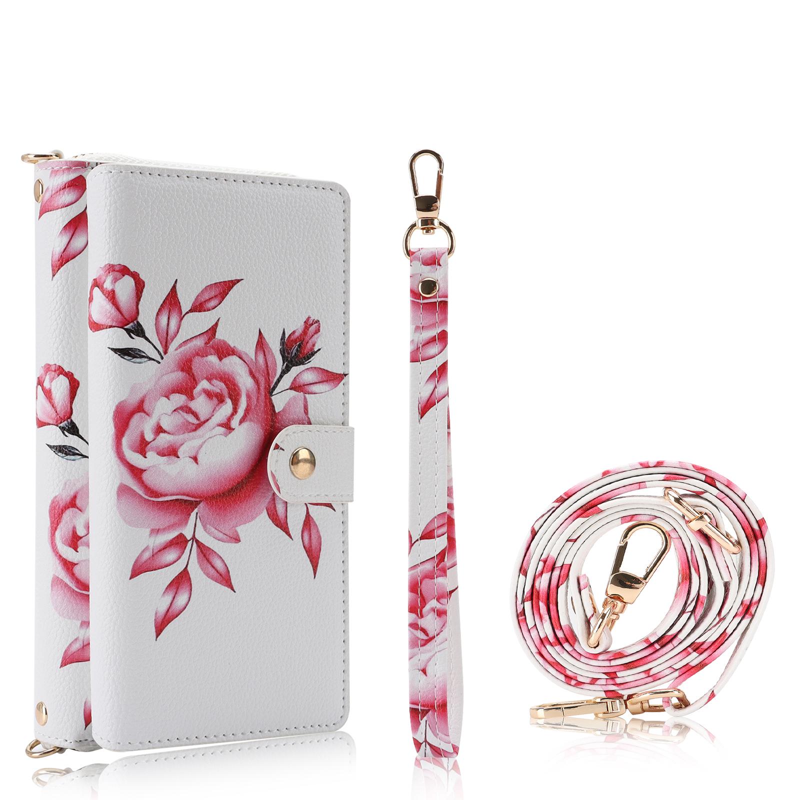 

Съемный кошелек-книжка с цветами 2-в-1 для карт для iPhone 17 17Air 16 15 14 Plus 13 12 Pro Max, чехол со шнурком и поддержкой зарядки Magsafe For iPhone 12Pro Max белый