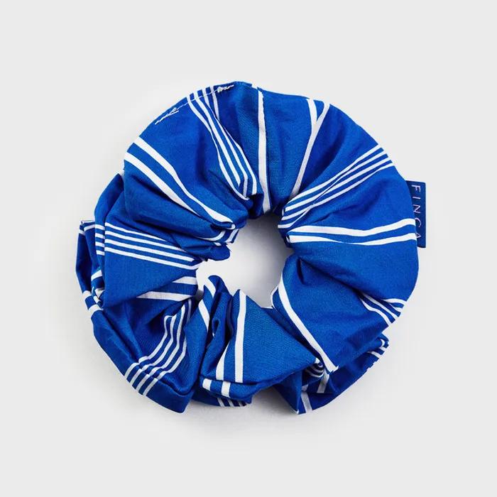 Classic Blue Striped Scrunchie