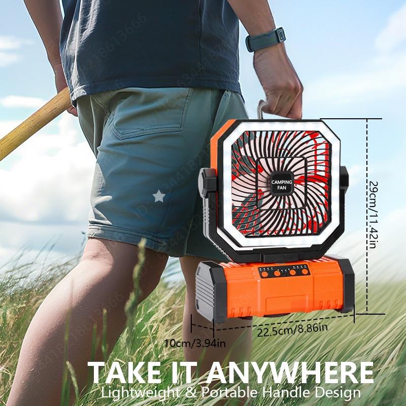 20000mAhOutdoor Fans Camping Fan Rechargeable and Battery Three-in-one with LED Lights Timed Rotation Function Campsites Summer