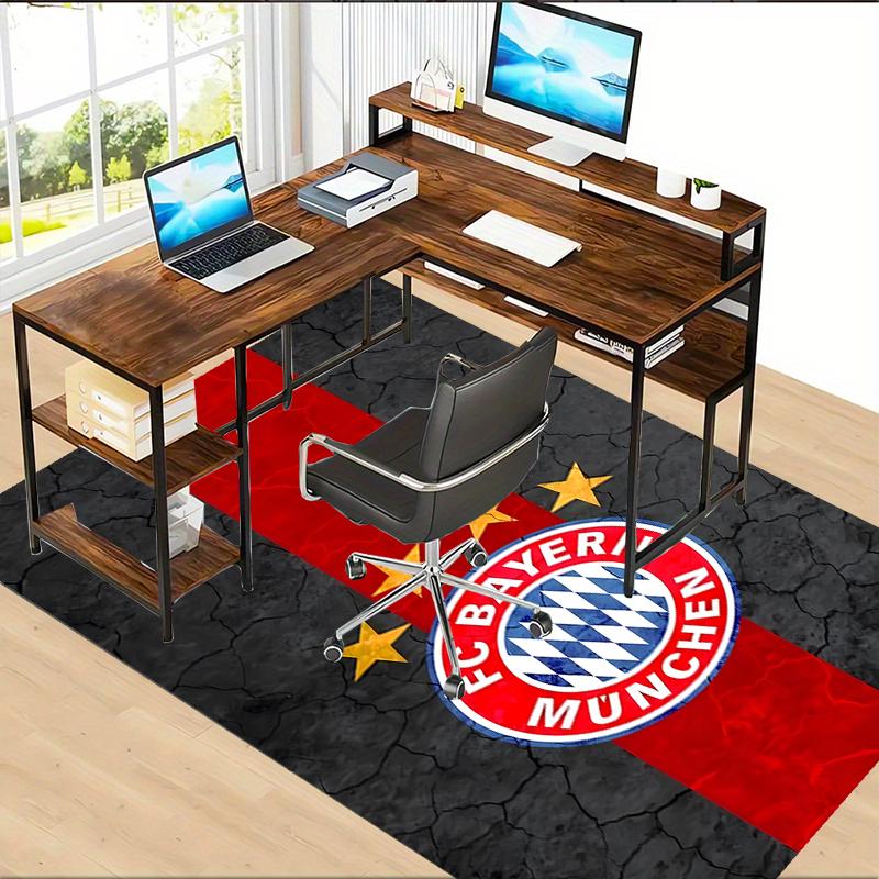 Fußball Bayern Polyester Teppich, Weiche Indoor Matte für Bürostuhl, Wohnzimmer, Schreibtisch - Dekoratives Home Office Teppich Design