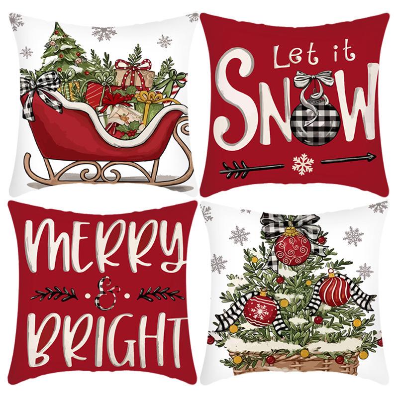 Christmas Linen Pillowcase: Home Sofa Decor & Car Lumbar Support Cushion Cover