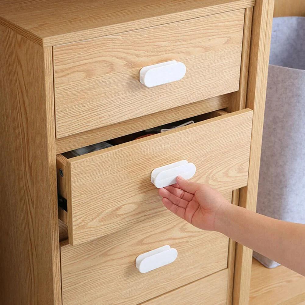 2PCs Punch-Self Adhesive Handle Kitchen Cupboard Cabinet Wardrobe Door Handle Drawer Knobs Sliding Door Pull Hardware
