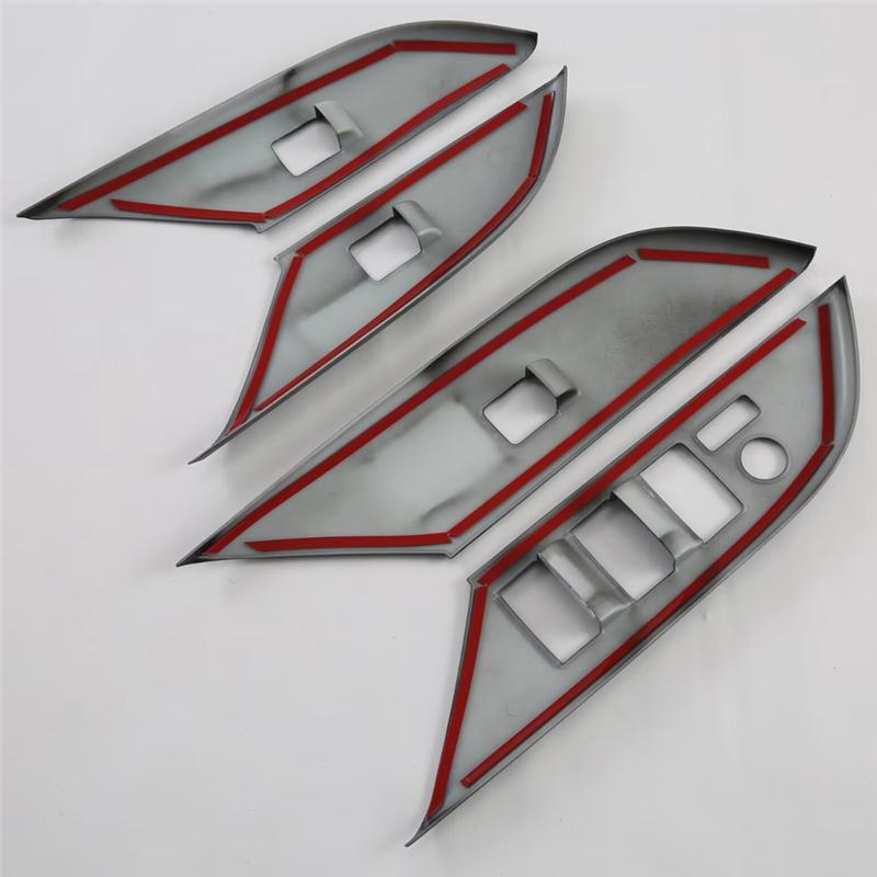 For Toyota Hilux 2024 ABS Carbon Fiber Car Windows Lift Switch Panel Cover Trim Decoration Accessories