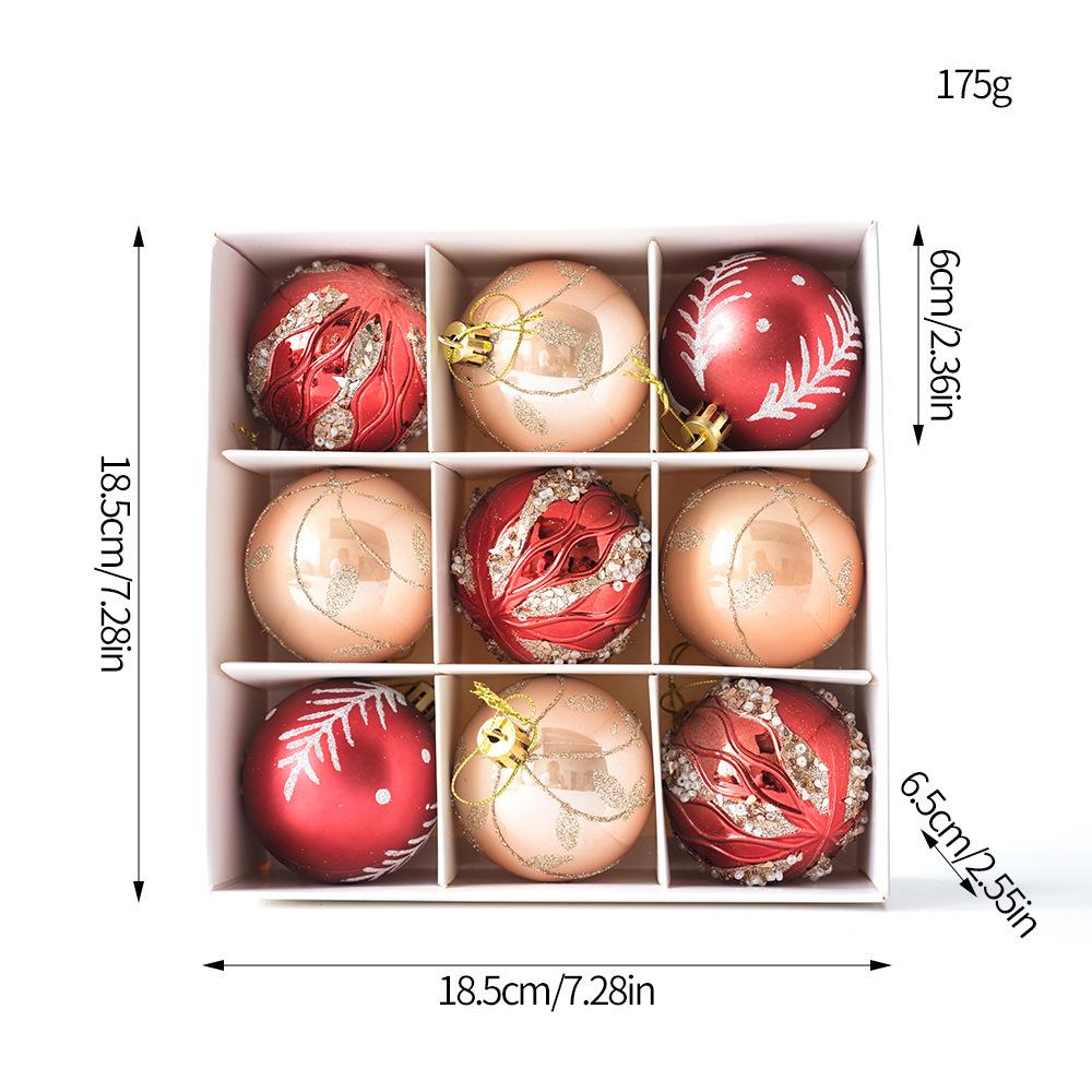 Christmas Tree Ornament Set: Nine Painted Macaron Candy Color Irregular Balls