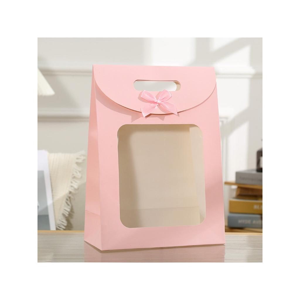 Foldable bow transparent gift bag, suitable for packaging small gifts for birthdays and holidays