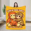 Cartoon Lonely Punch Monkey Blanket Coral Fleece Plush Decoration   Multifunction Super Soft Throw Blankets Plush Thin Quilt