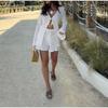 2026 European Summer Women's Solid Color Tie-Up Top and Shorts Set