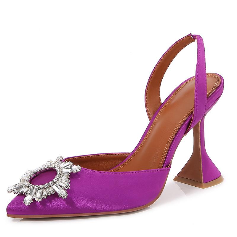 New 7cm rhinestone wine glass and pointed sandals women's popular sunflower sexy bag head high heels