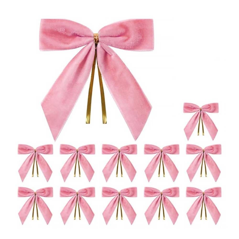 12pcs/set Vintage Christmas Tree Bows Velvet DIY Velvet Ribbon Bow Versatile Red Christmas Tree Decoration