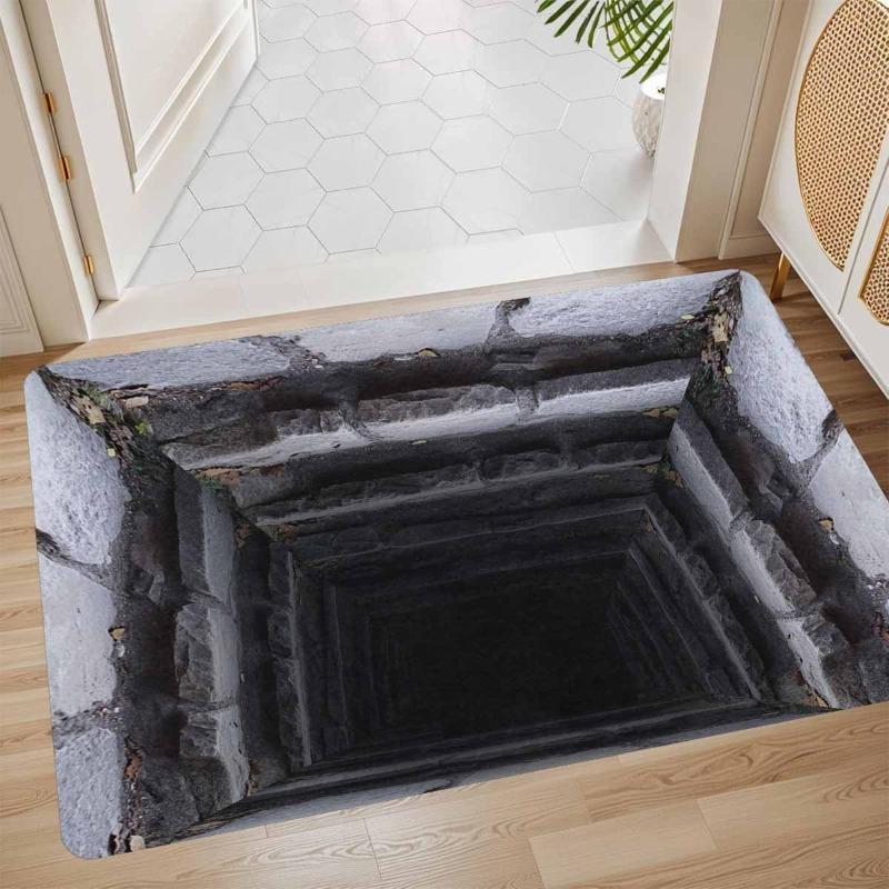 1 Stück Fußmatte 3D-Effekt Optische Illusion Fußmatte Kaut Offene Planke Lustige Fußmatte Türteppich Gummiteppich Perfekt für Haustür