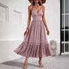 Summer Suspender Holiday Style Dress Light Luxury Lotus Leaf Edge Casual Long Skirt High-end Women