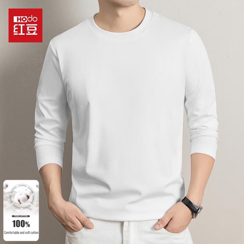 Red Bean Men's Pure Cotton Round Neck Long Sleeve T-shirt