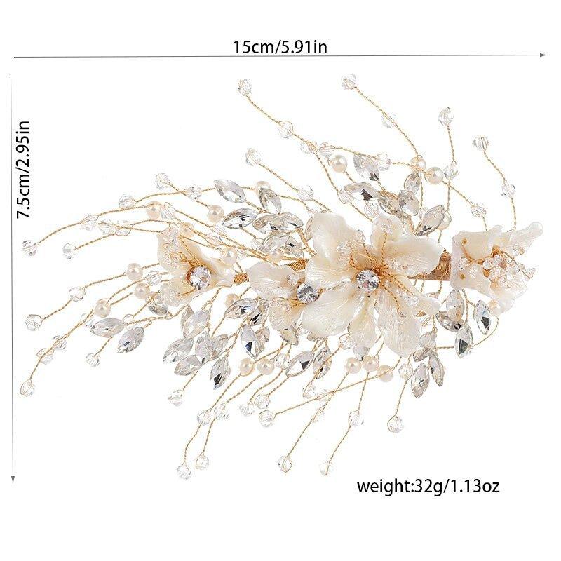 Light Luxury Wedding Hairpins Side Clips Fairy Flower Headpieces Shiny Crystal Beads Hairclips Bride Party Hair Styling Jewelry