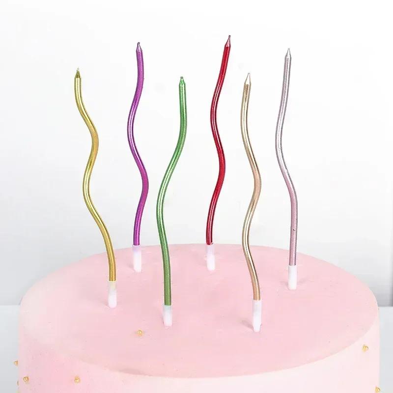 New 6pcs Birthday Candles Spiral Cake Candles Long Thin Cake Candles for Wedding Party and Cake Decoration Party Decorative