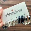 French Retro Pearl Circle Stud Earring Set - 6 Pieces for Women