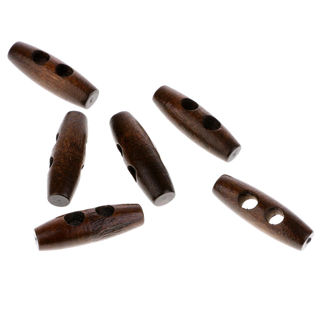 50 Stücke Holz Nähen Horn Knebelknöpfe Stoff Zubehör 2 Löcher Schwarz