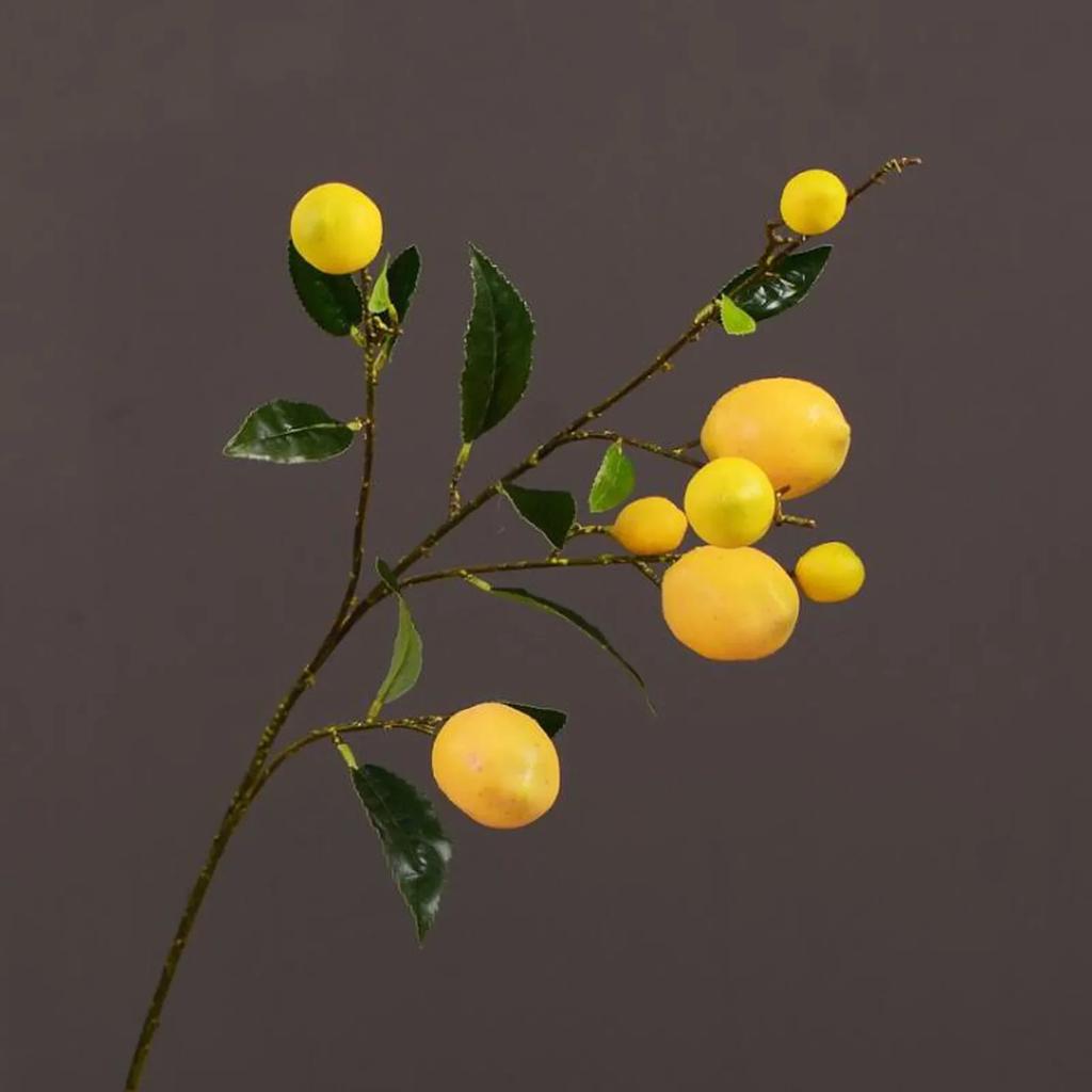 Artificial Lemon Yellow Berries Branch Wedding Home Party Decor Simulation Flower Arrangement LemonTree Decor Imitation Plants