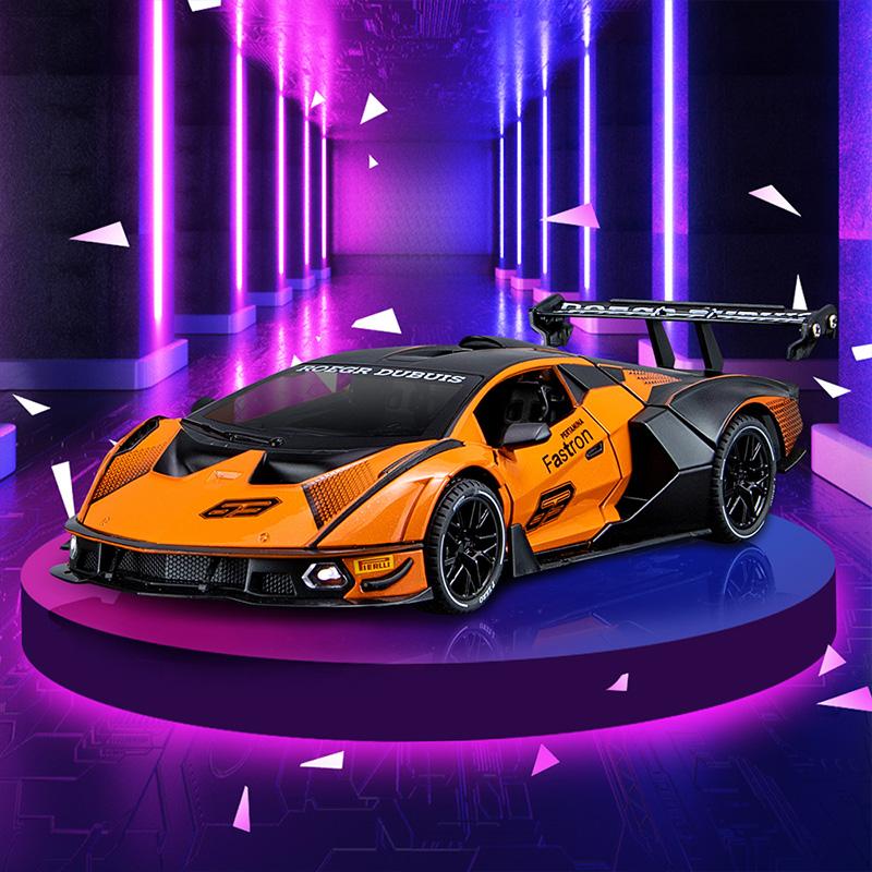 1:24 High-quality Alloy Sports Car Model, Cool Sound and Light, Scissor Door Design, Strong Visual Impact