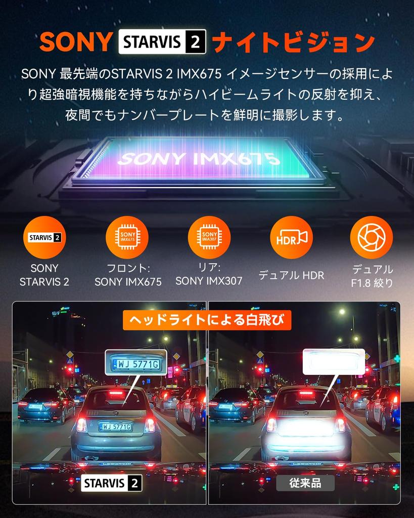 VANTRUE S1 Pro Front and Rear Camera Dash 5MP STRAVIS 2 with IMX675 Voice 1944P Night Parking Motion Emergency Loop Signal Interference LED Traffic