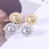 Kaiserinwitwe Sonnenblume Perle Saturn Ohrstecker - High-End Luxus Design