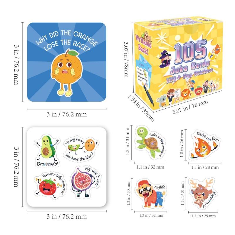 1PACK inspirational cards 105 lunch boxes, note cards, message puns, jokes, cute encouragement, children's cards
