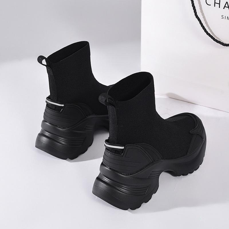 Short socks boots heightened thick-soled elastic thin boots 2025 new breathable Martin boots casual sports short boots women's