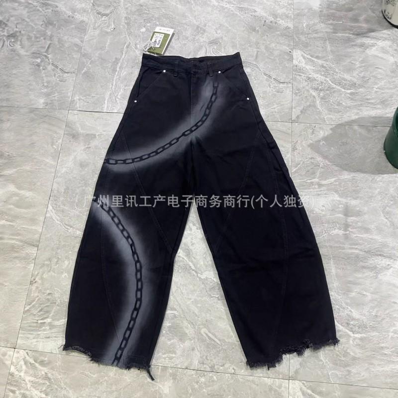 3D Digitaldruck Distressed Straight Leg Jeans Herren Damen Streetwear Locker Weit Denim Hose